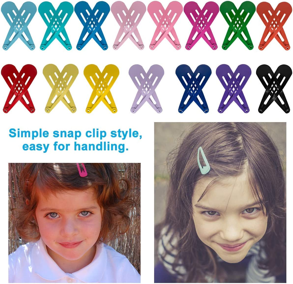 Betybedy 60 Pcs Hair Barrettes, Non-Slip Hair Clips, 5.1Cm Metal Hairpins Accessories for Toddlers, Girls, Kids, Teens, Women (15 Assorted Colours)