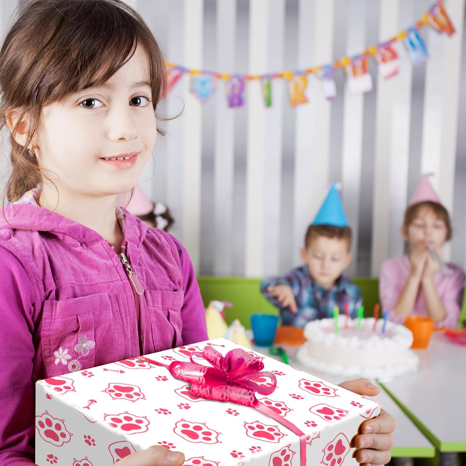 30Pcs Cat Paw Print Tissue Paper, 13.8X19.7In Cute Wrapping Tissue Paper Gift Wrap Paper Tissue Paper Sheets for Gift Packaging Wedding Birthday Party Supplies DIY Crafts (Pink) - Pink image number 6