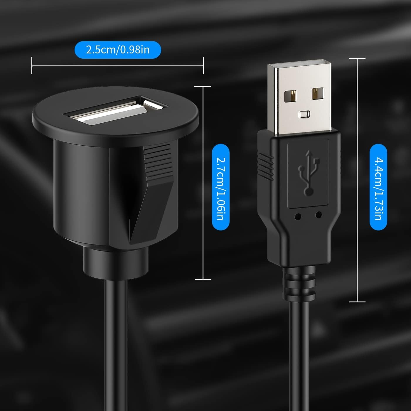 Universal Auto USB Extension Cable Dashboard Flush Mount for Car Radio Stereo Android Wince Head Unit DVD CD Media Player 3 Feet image number 5