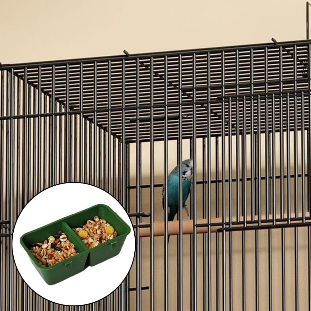 2 in 1 Parrot Cage Food and Water Bowl, Double Groove Bird Feeder, Plastic No-Mess Feeder Bowl for Parrots and Small Birds image number 6