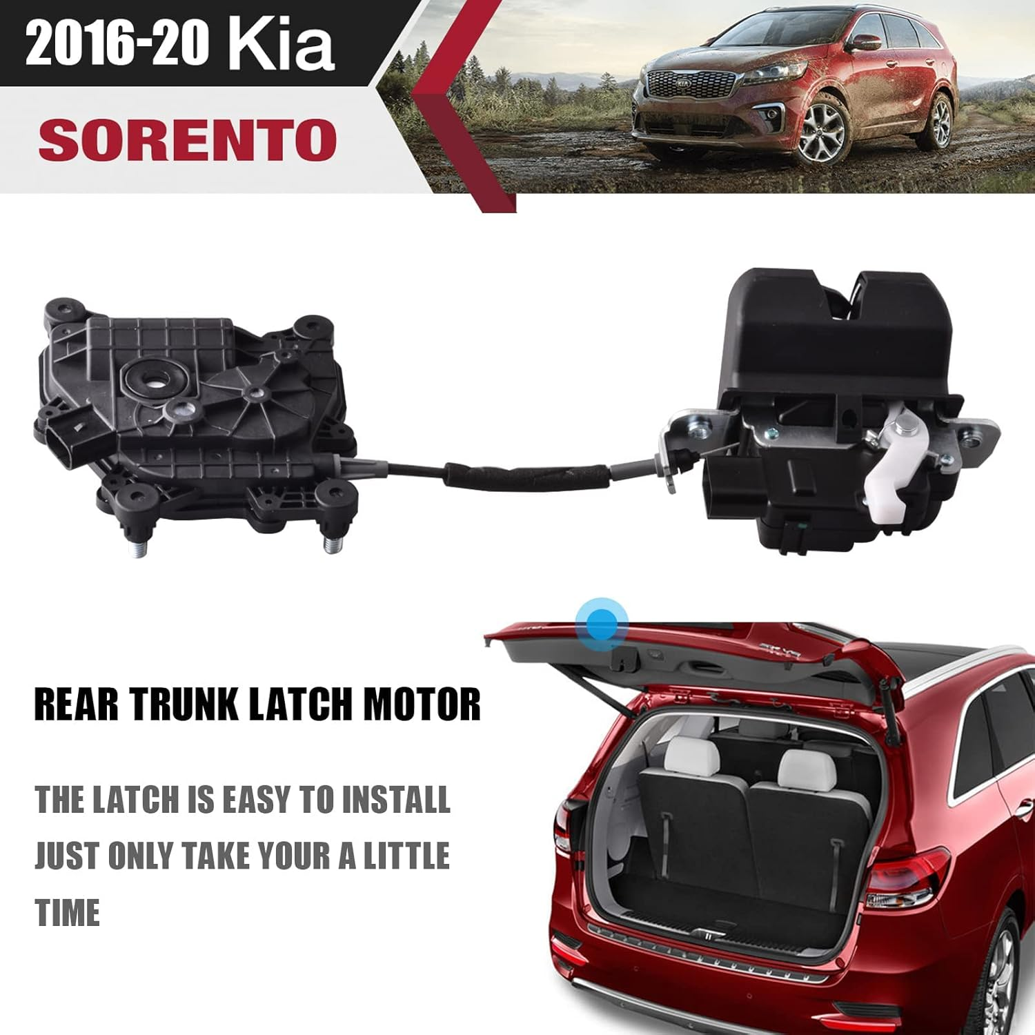 Rear Trunk Latch Assembly Compatible for Kia Sorento 2016-20 Replace Power Tailgate Door Latch Actuator 81230-C5100 image number 1