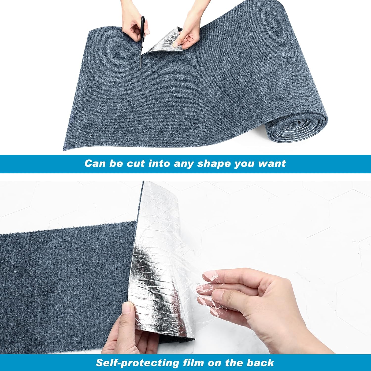 Draupnir Self-Adhesive Scratching Mat, 40 Cm X 300 Cm, Cat Scratching Mat, Trimmable Scratching Mat, Cat Wall, DIY Climbing Cat Scratcher with 20 Screws for Cat Tree Shelves, Furniture, Couch, Wall, - Grey image number 2