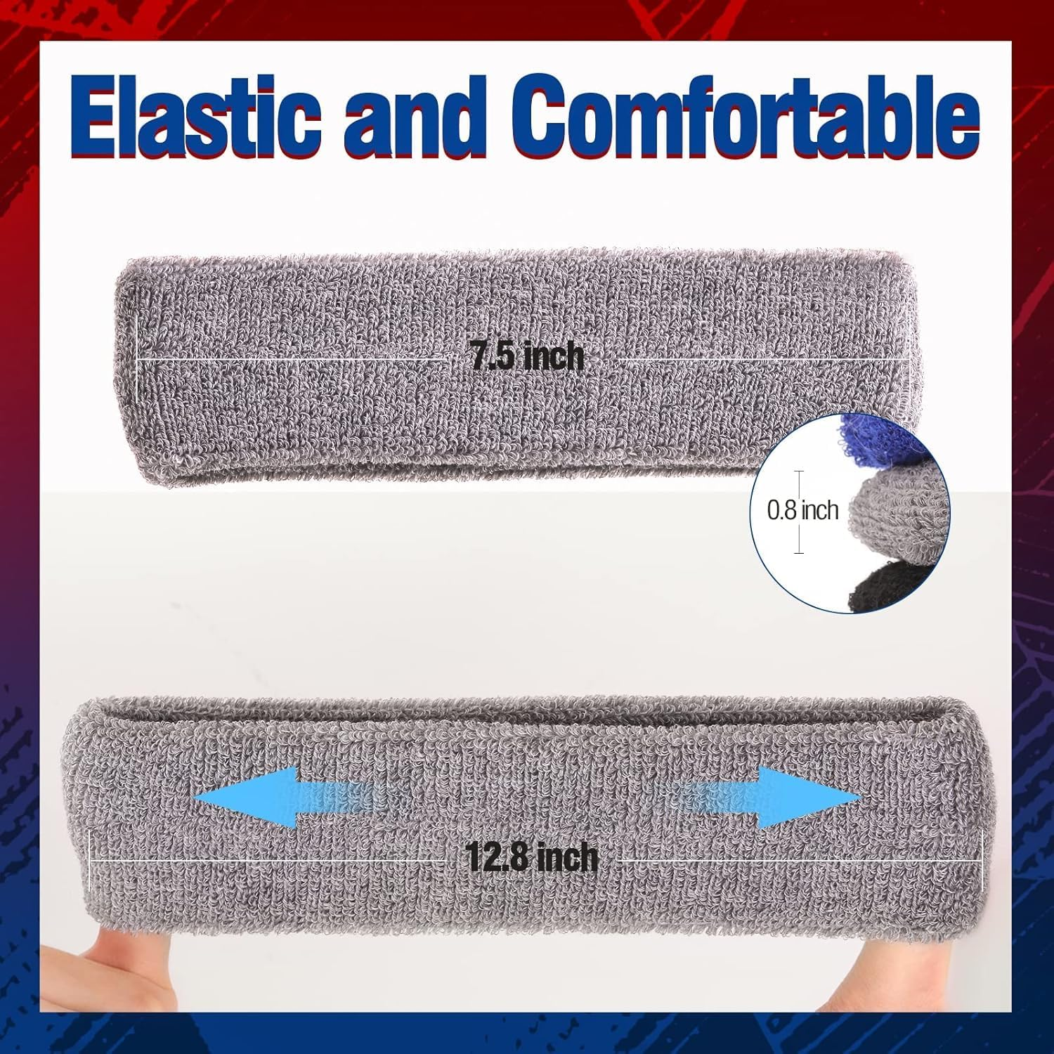 Khxriypha Sweatbands Sports Headband for Men & Women, Moisture Wicking Hairband Athletic Towel Headbands Cotton Head Sweat Bands for Running, Cycling, Yoga, Spa - Style1-2 image number 2