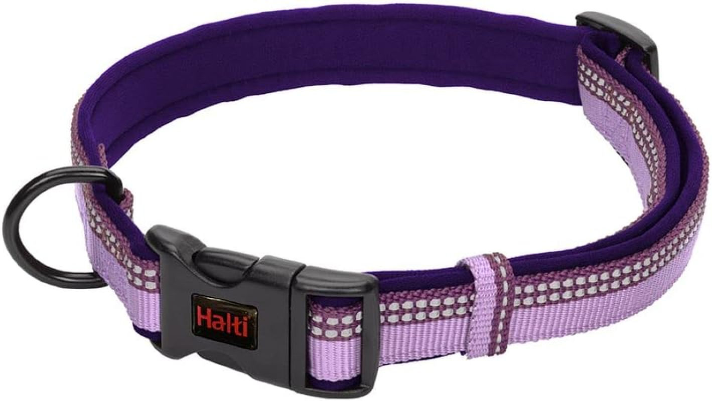 HALTI Comfort Collar - Nylon and Neoprene-Padded Comfy Dog Collar, Reflective, Easy to Fit & Use. Colourful Two-Tone Design, Suitable for Small Dogs and Puppies (Size XS, Black)