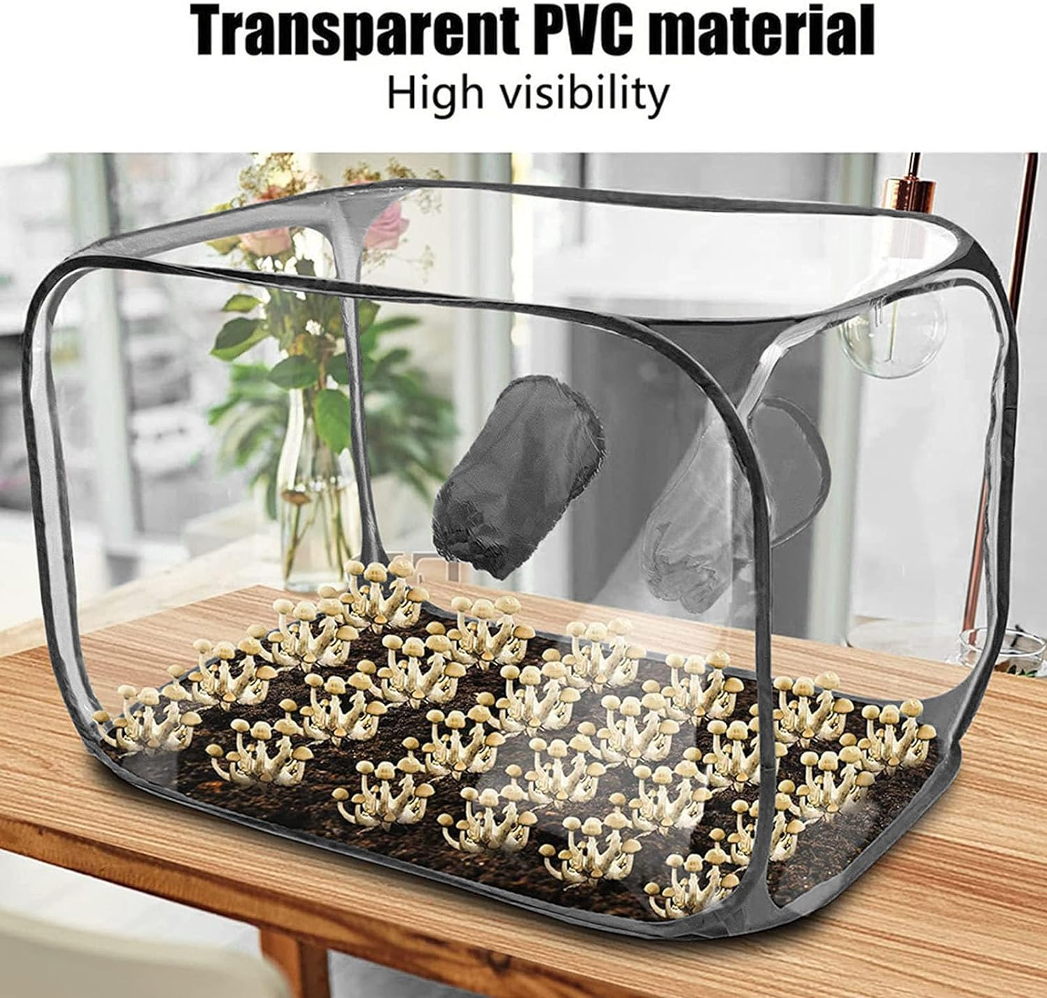 Portable PVC Mushroom Growing Still Air Box with 2 Air Vents, Zipper Design for Fresh Air Exchange