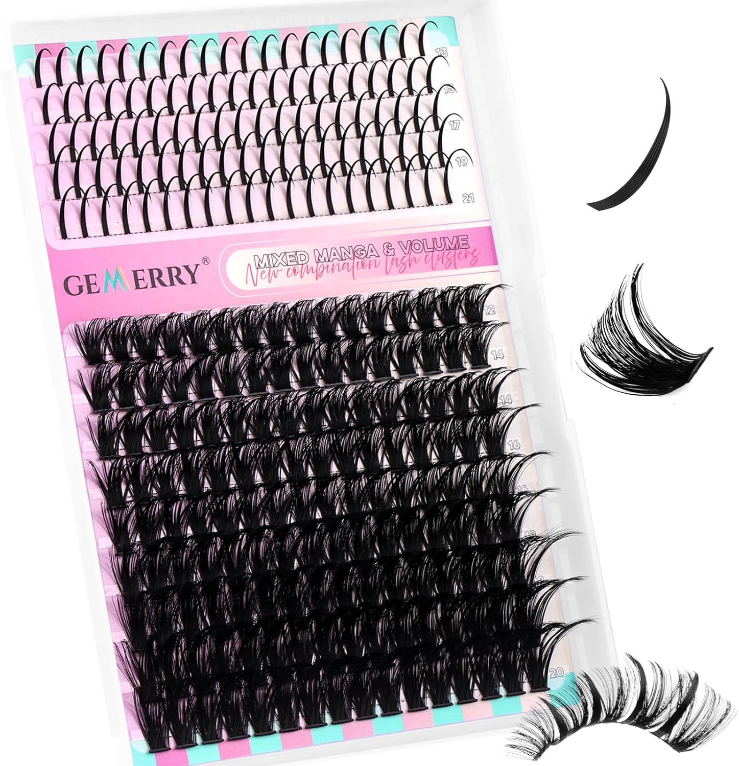 GEMERRY Lash Clusters with Spikes 80D Long 12-21Mm Cluster Eyelash Extensions DIY Wispy Natural Lashes Spiky Individual Mink Eyelashes(80D) image number 1