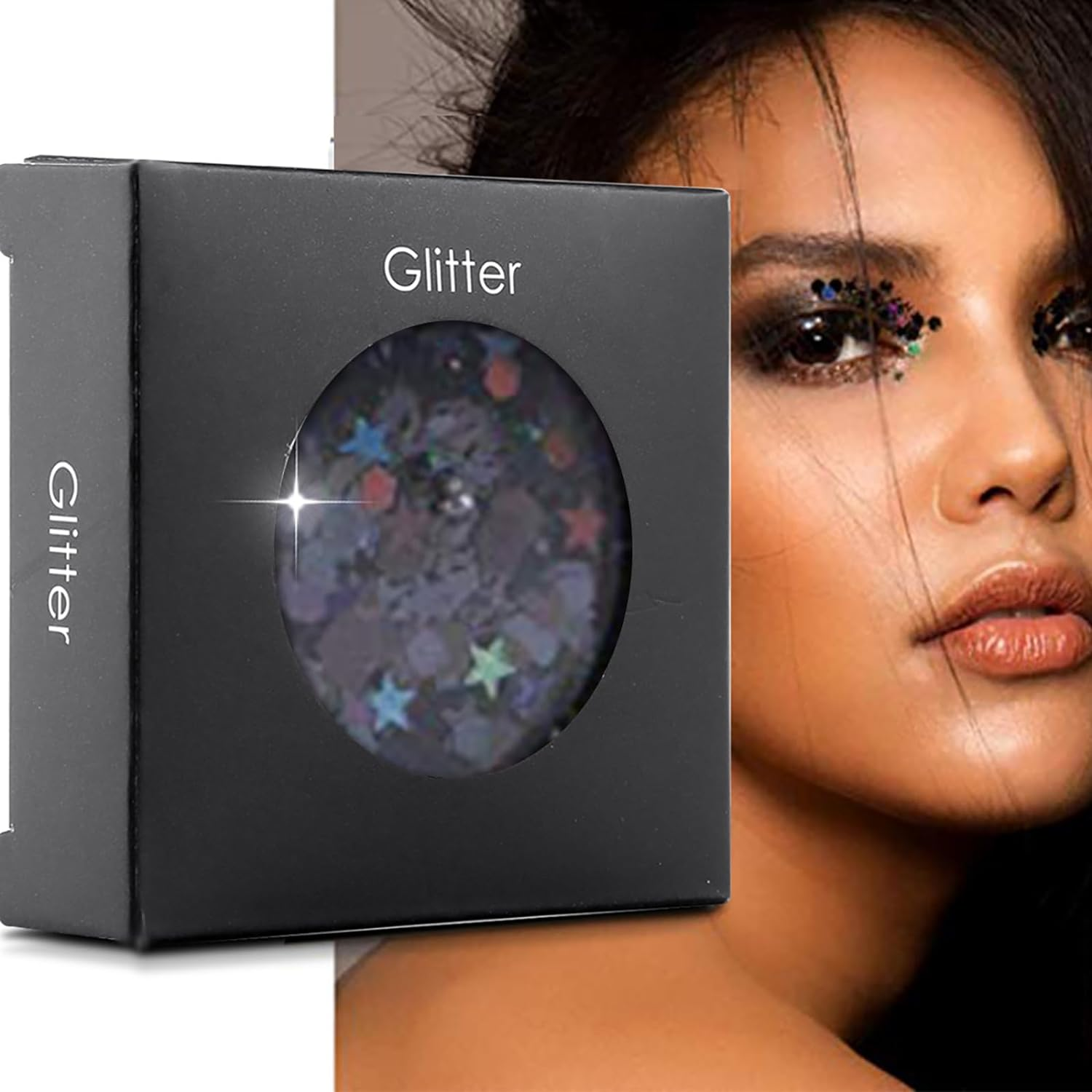 Joyeee Nail Glitter, 6Colors Chunky Holographic Glitter for Body Face, Professional Nail Art Accessory Supplies DIY at Home, Multiuse Glitter Body Tattoo Makeup for Kids Girl Party Wedding Festival image number 1