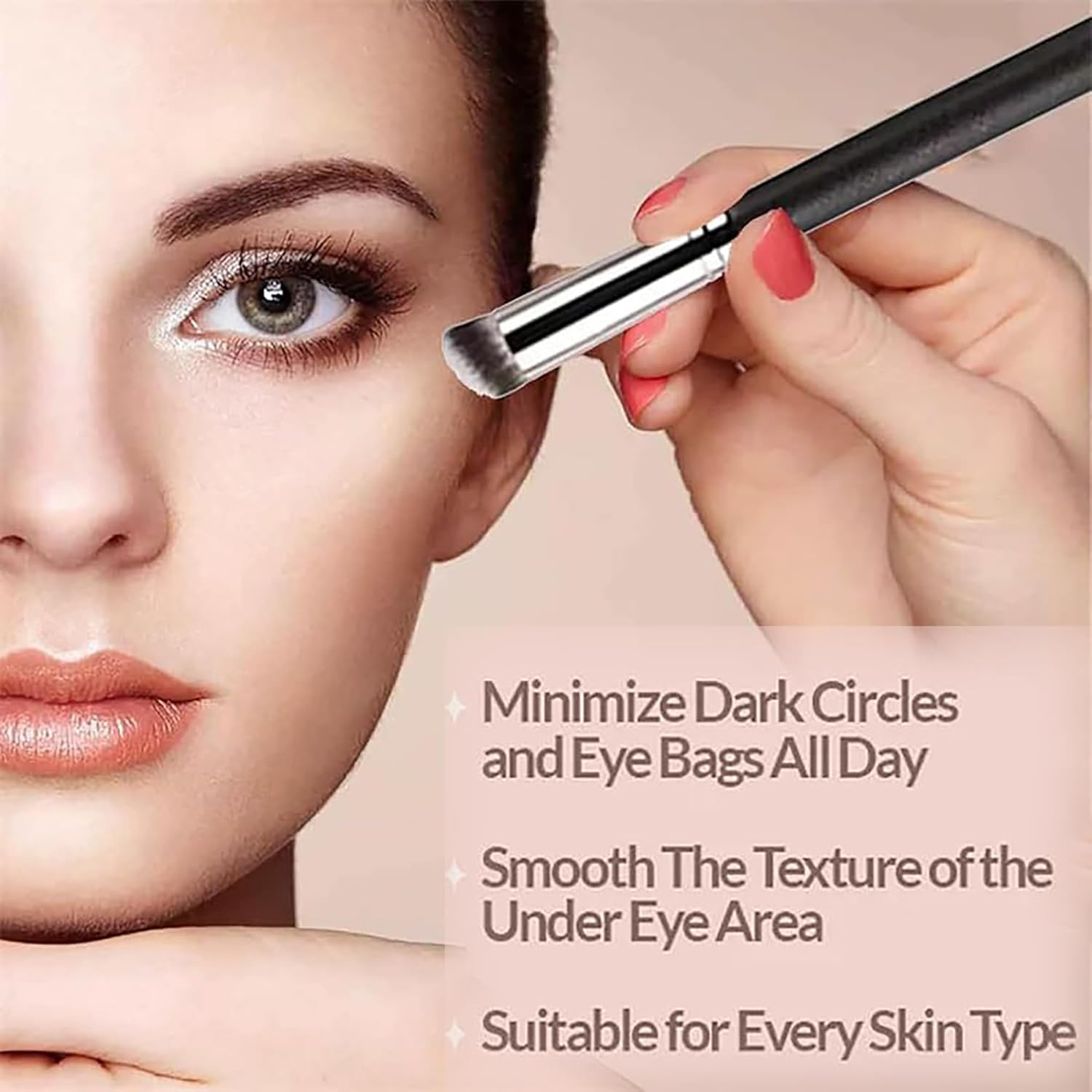 Luminance under Eye Brightener with Brush,Dark Circle Coverage,Under Eye Corrector Pink,Moisturizing Waterproof Foundation Conceale image number 2