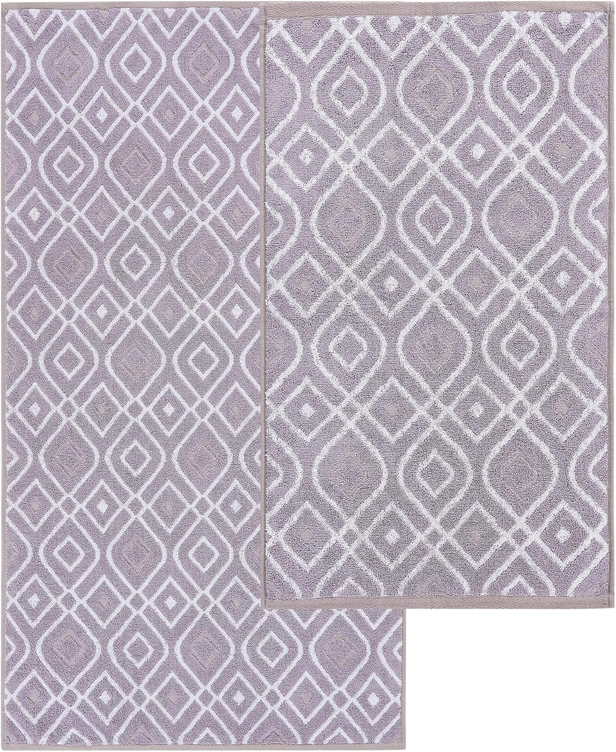 Amrapur Overseas 6-Piece Yarn Dyed Oxford Stripe Jacquard/Solid Ultra Soft 500GSM 100% Combed Cotton Towel Set [Grey Lavender] - Aqua image number 6