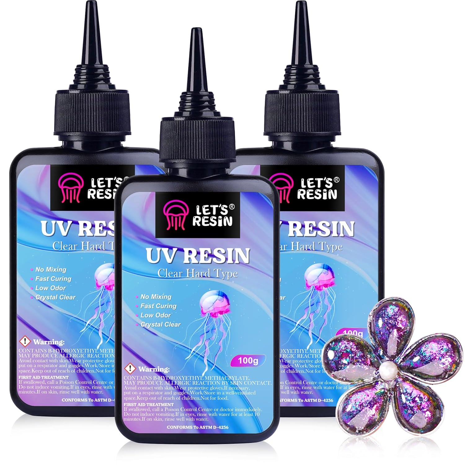 LET'S RESIN UV Resin, 300G Low Viscosity Crystal Clear Thin Resin Kit, Quick-Curing & Low Shrinkage Ultraviolet Epoxy Resin for Crafts, Casting, Silicone Molds image number 4