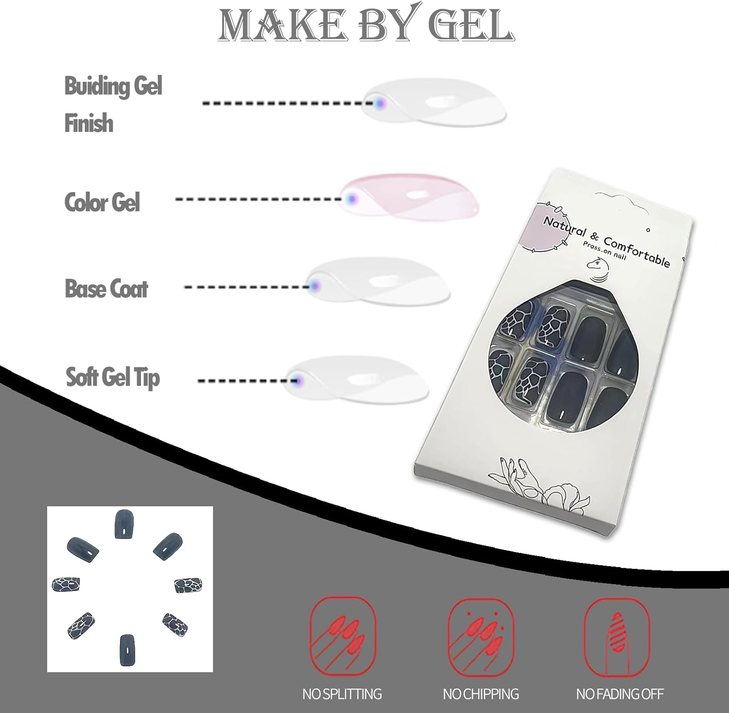 ＴＩＺＹＦＦ Press on Nails, Black Leopard Print Fake Nails, Artificial Nails for Women and Girls -24 Pcs image number 6