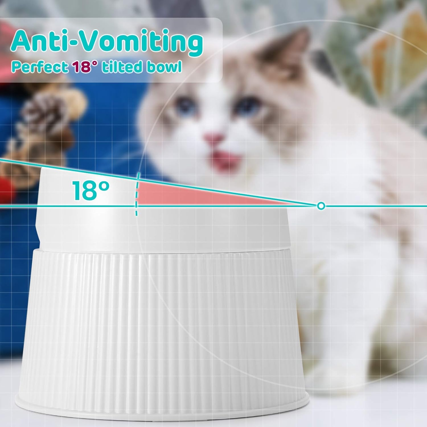 Ipettie Elevated Cat Food Bowl Cat Dish, Tilted Pet Feeding Station with Stand for Small Dog, Made from Certified Food-Safe Plastics, Better than Stainless Steel and Ceramic image number 5