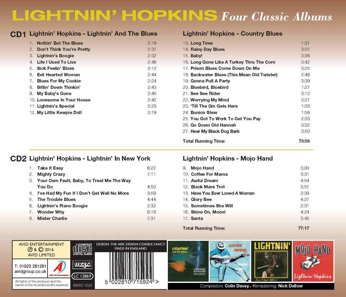 4 Classic Albums (Lightnin & the Blues / Country Blues / Lightnin in New York / Mojo Hand) image number 1