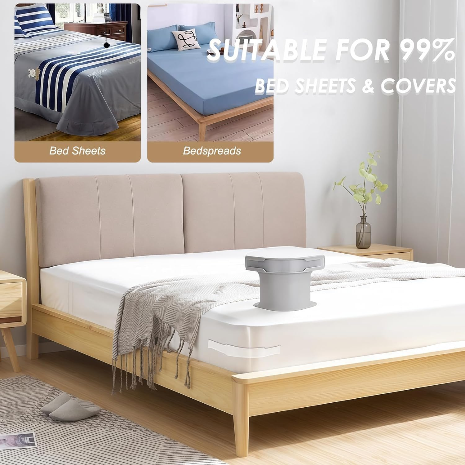 Lock Sheet Holders - 4Pcs Bed Sheet Gripper for Corners Suitable for Queen&King Size Bed, Easy to Install, Perfect for Fitted Sheets, Mattress Pads & Waterproof Covers(White) image number 3