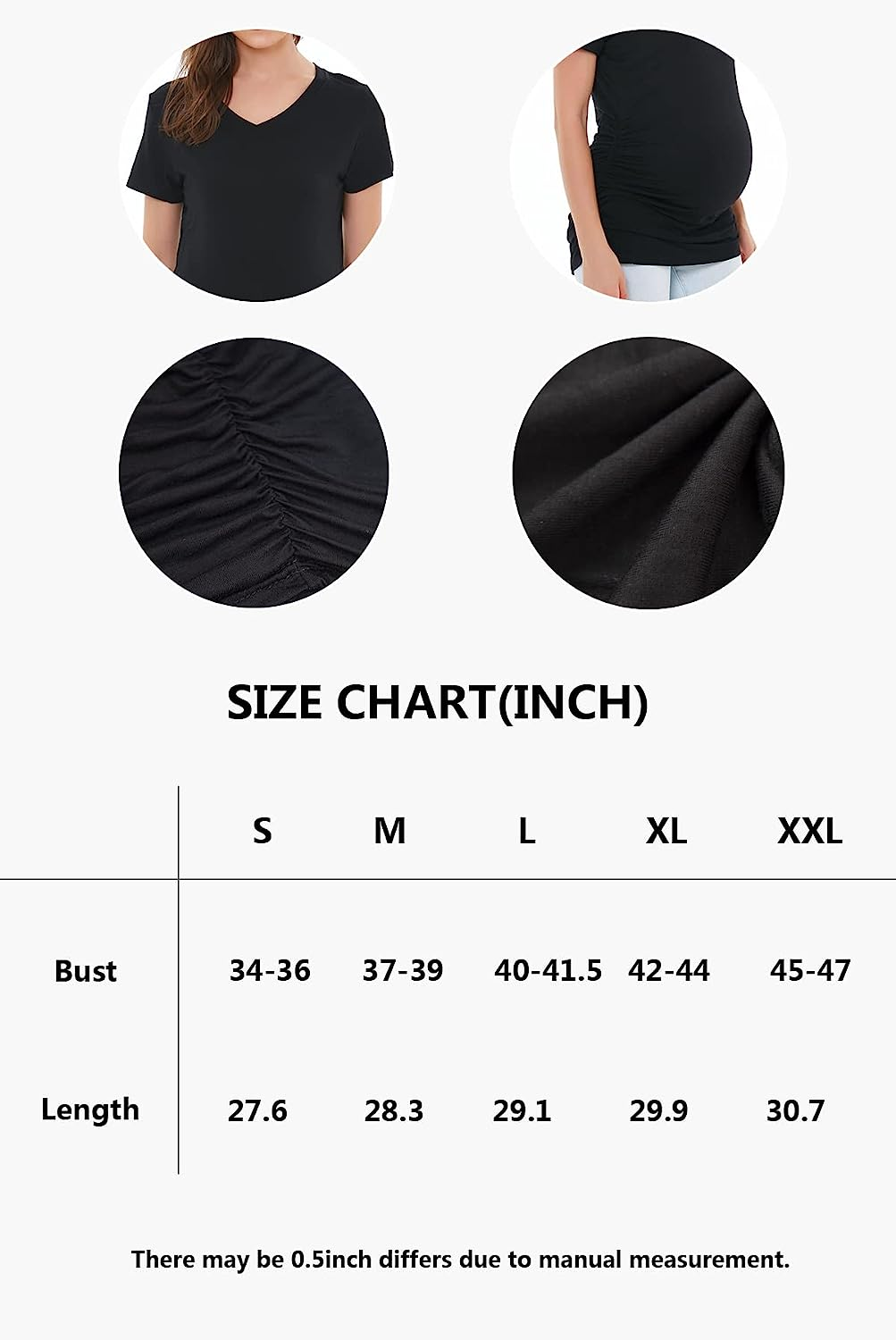Smallshow Women'S V Neck Maternity Clothes Tops Side Ruched Pregnancy T Shirt image number 7