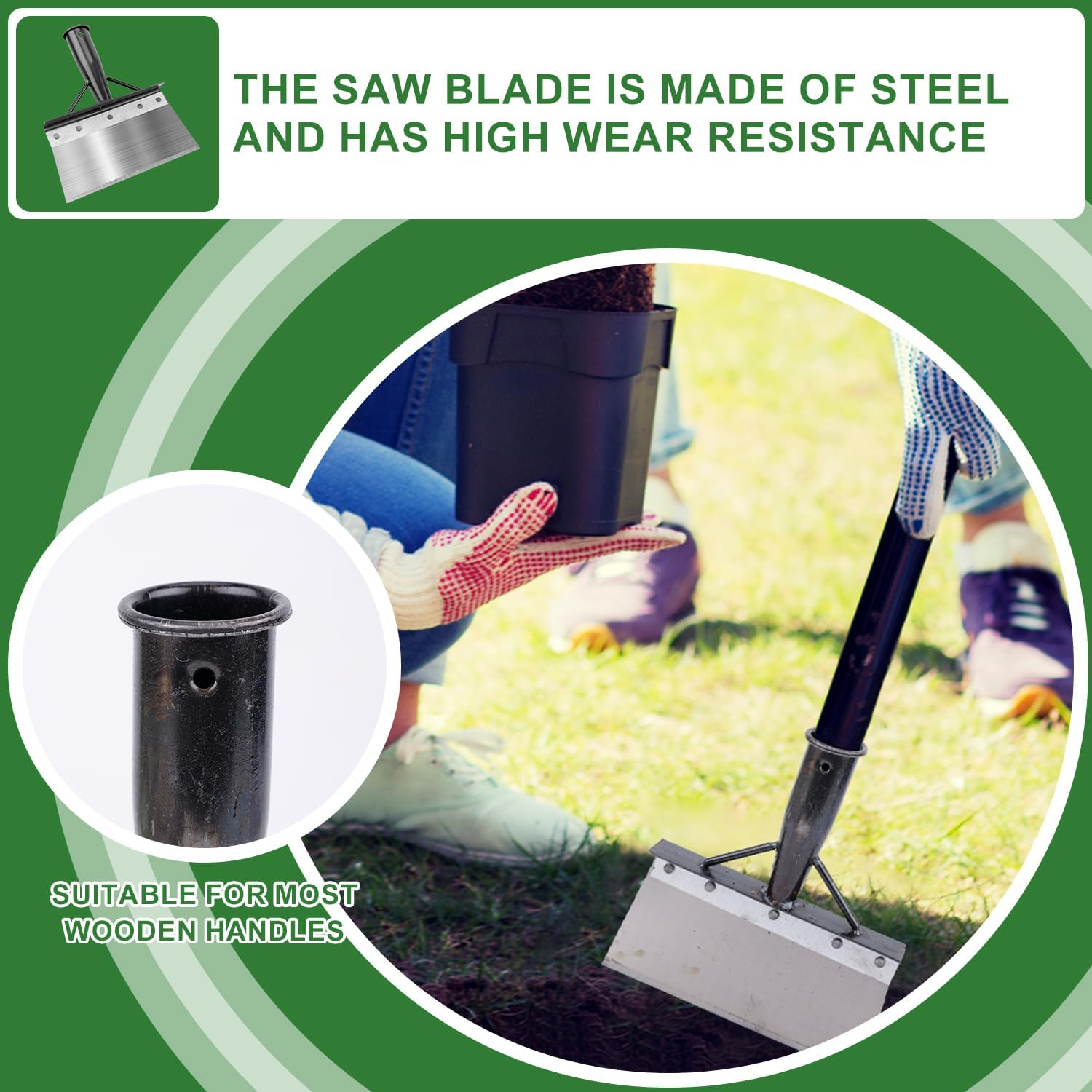 Multifunctional Garden Cleaning Shovel, 21Cm Outdoor Cleaning Shovel Manganese Steel Square Garden Shovel Weed Scraper Shovel Gardening Tool for Removing Weed Snow (Without Handle) image number 5