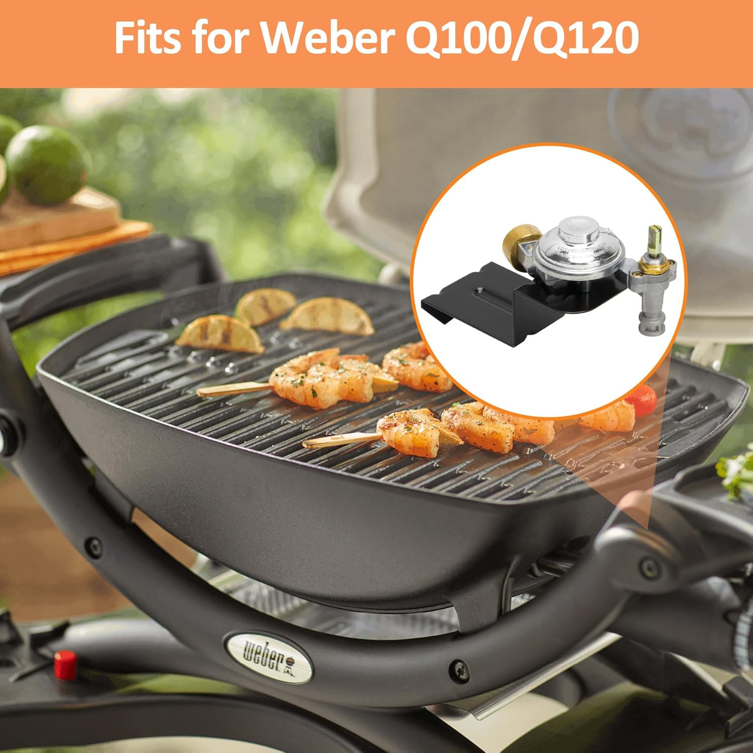 80477 Grill Valve Regulator for Weber Q100 Q120 Series Gas Grills, Regulator Compatible with Weber516002, 516501, 386001, 386002 Grill Models, Replacement for Weber 80477 Gas Regulator image number 4