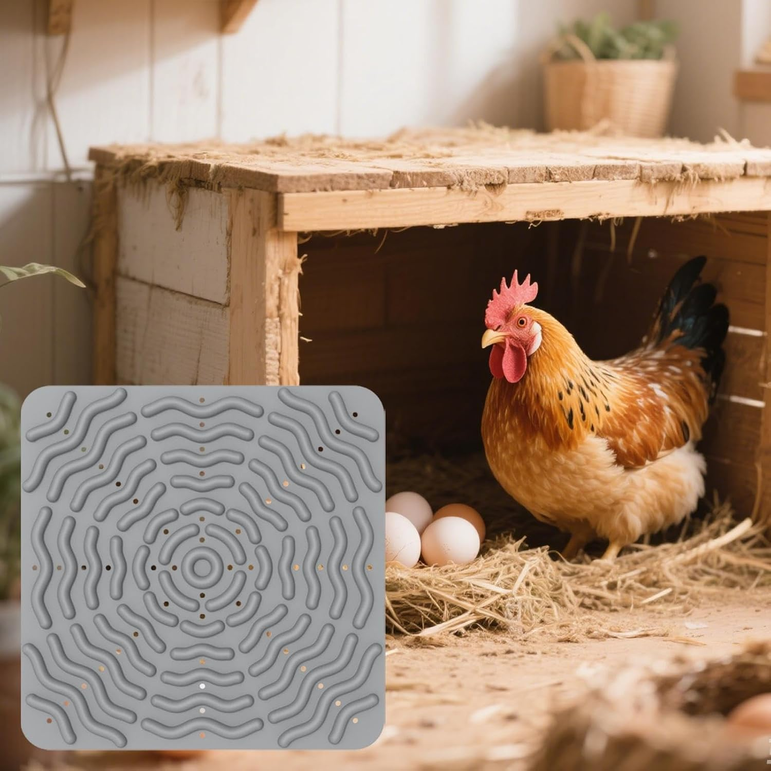 Chicken Nesting Pads | Washable Chicken Nest Mat - Elastic 4X Washable Silicone Soft Bedding for Duck Chicks Hens Laying Roosting Brooder image number 6