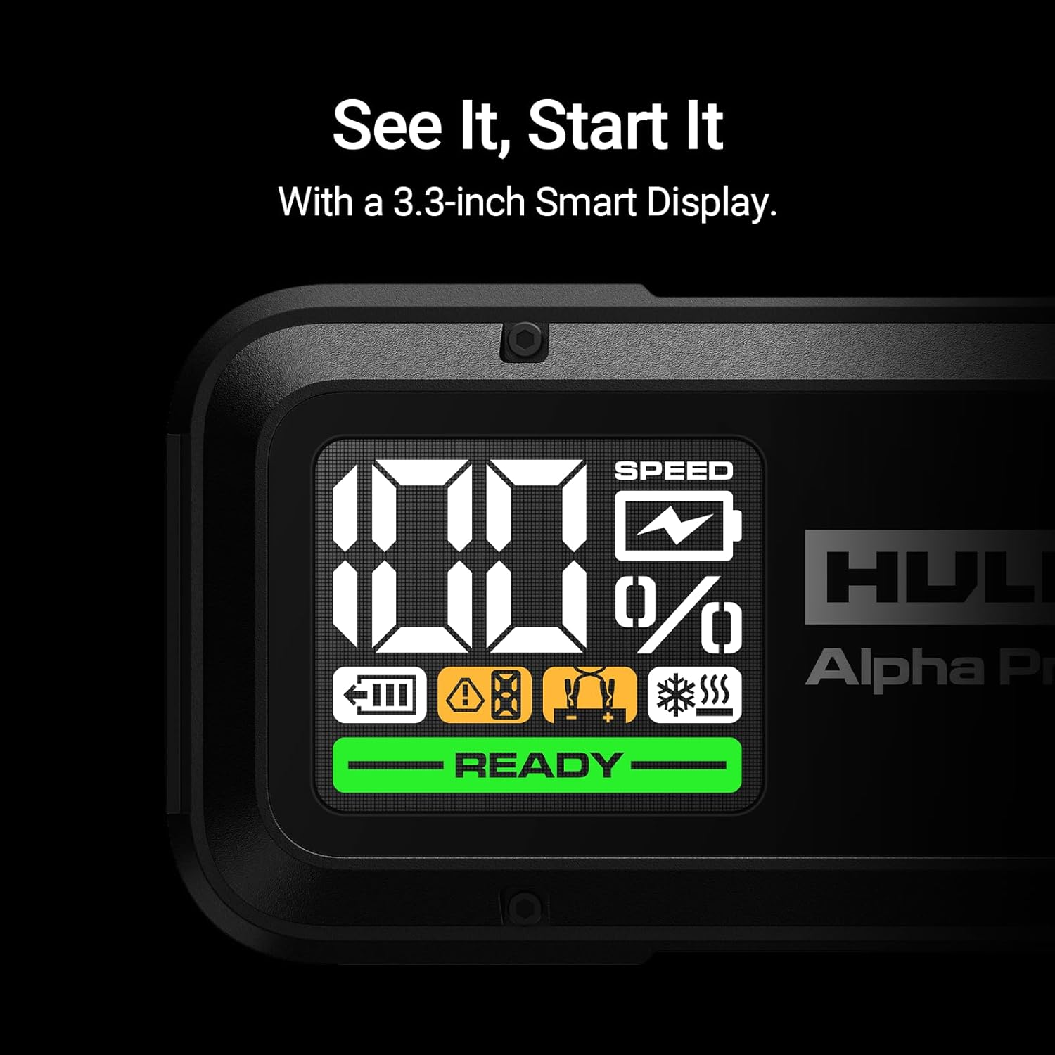 Hulkman Alpha Pro, Solid Black, 1500A 44.4Wh Smart Jump Starter, Jump Box with 3.3" LED Display, PD65W In&Out Car Battery Pack, 12V Portable Jumper, for 7.5L Gas and 4.5L Diesel Engines, 2025 New image number 5