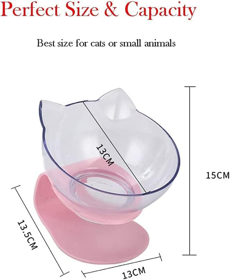 Double Elevated Cat Bowls with Raised Stand, 15 Tilted Cat Bowl Design Neck Guard Stand Raised Pet Food Water Feeder Bowl for Cats or Small Dogs image number 2