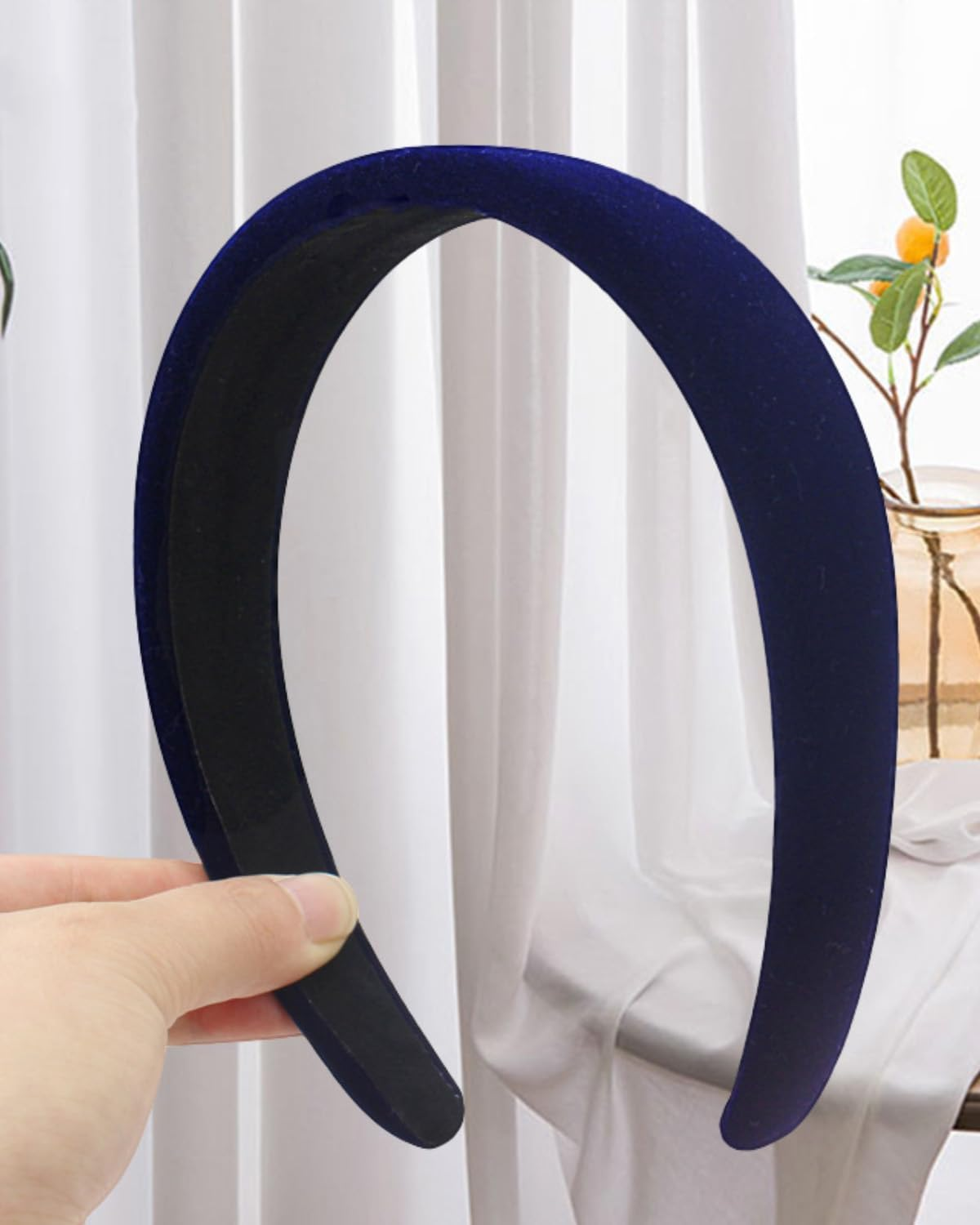 YOCDNOV 1 Piece Retro Style Velvet Padded Headbands - Classic Pink Headband Hair Band Women Wide Headband 3Cm Hair Accessories (Royal Blue)