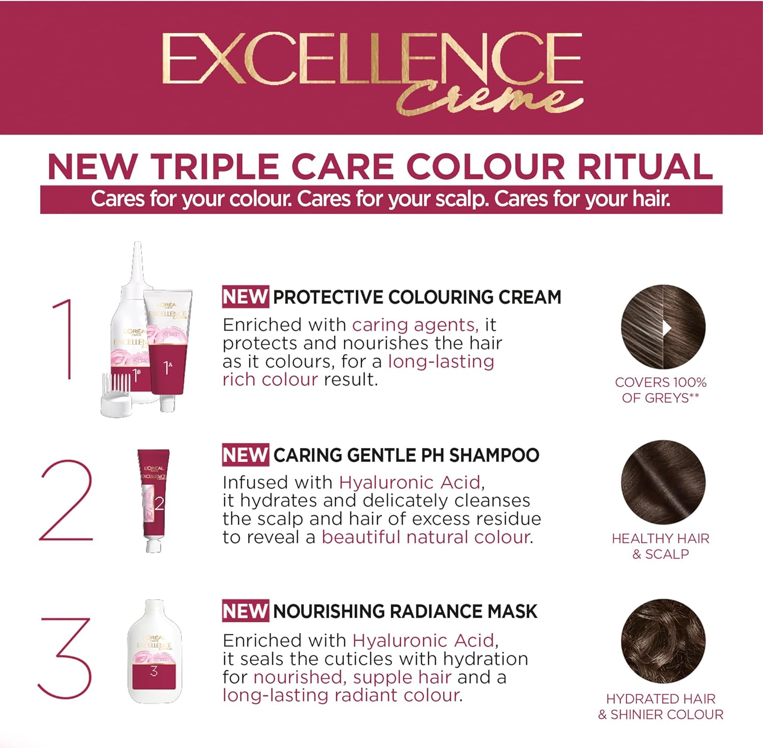 L'Or&eacute;al Paris, Permanent Hair Dye, Strengthening & with up to 100% Grey Coverage, Excellence, Brown 5.0