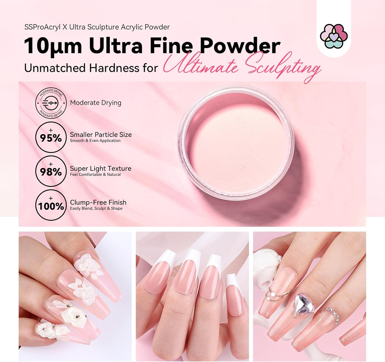 SAVILAND Pink Acrylic Powder Super-Hard: 5.29Oz Keratin Acrylic Powder Smoother Acrylic Nail Powder Bubble Free Professional Nail Powder for Nail Extension & 3D Carving Acrylic Nail Kit Home Salon image number 1