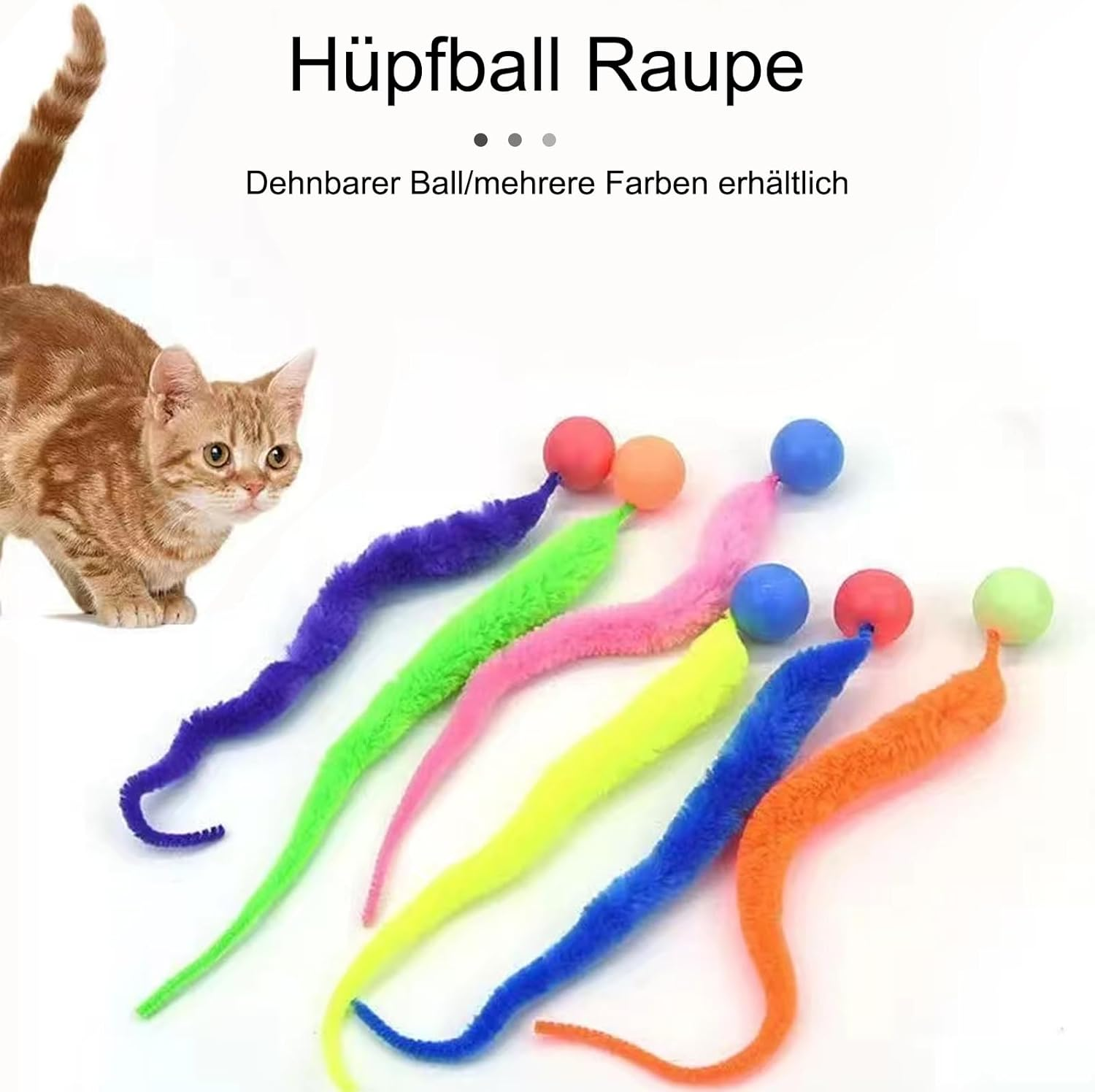 PAKESI 4 Wobble Balls for Cats, Interactive Cat Toy, Pet Toys, Cat Stuff, Wobble Balls, Fun Bouncing Balls, Interactive Toy for Indoor Use, Long Tail Ball, Cat Toy for Training image number 3