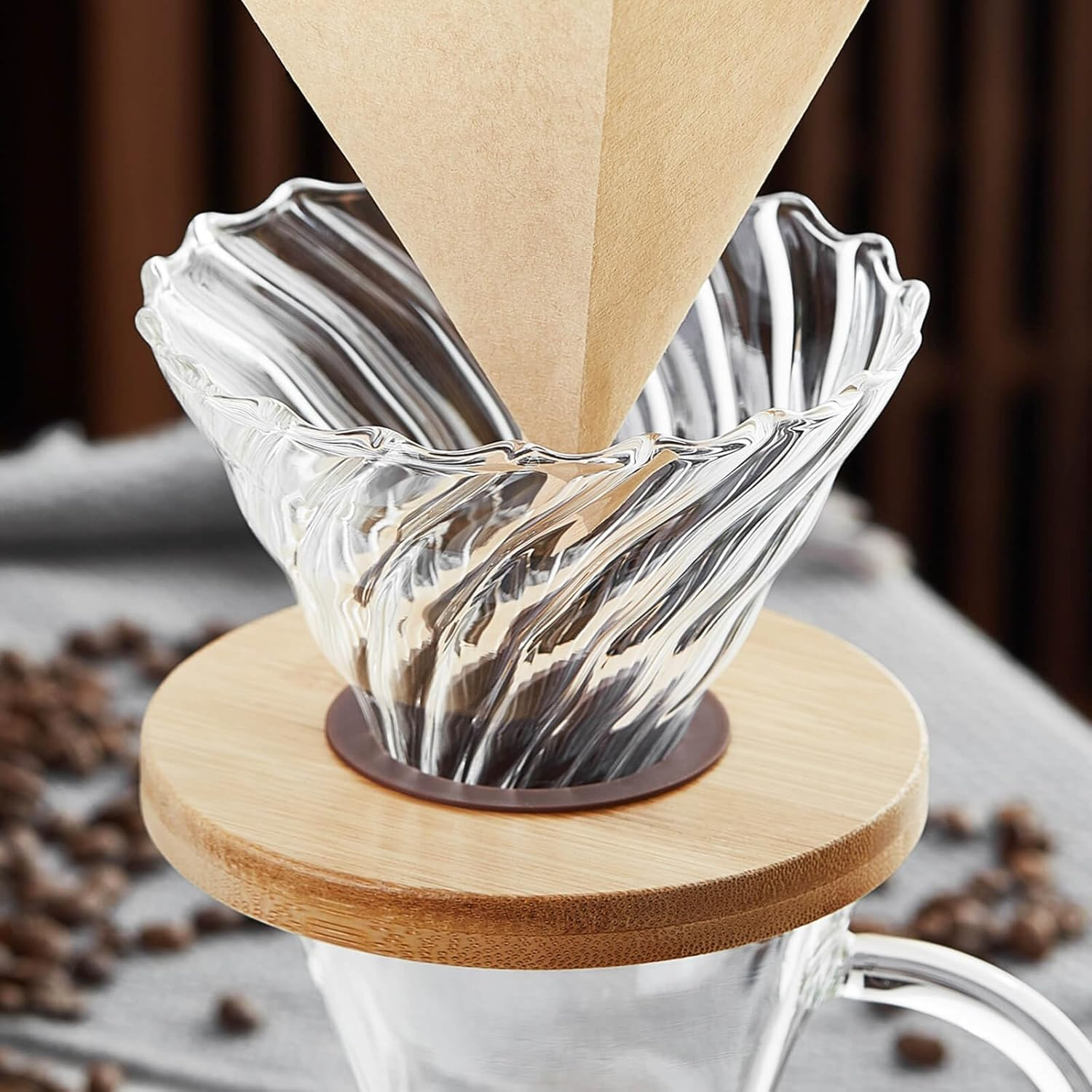 Pour over Coffee Dripper, Stainless Steel Coffee Filter with Double Layer Mesh, Cone Shape, Reusable Pour over Coffee Filter 1-2 Cup image number 1
