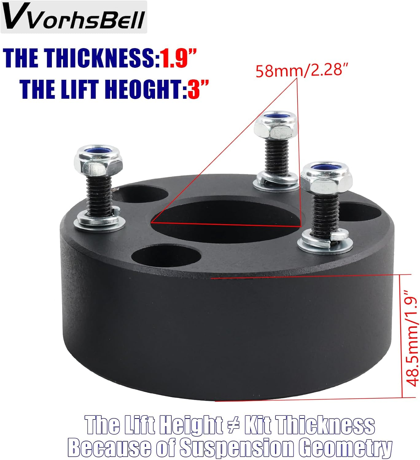 3" Front Leveling Lift Kits for 2009-2022 Ram 1500 4WD 4X4,3 Inch Front Strut Spacers for Dodge Ram Suspension Lift Kits image number 6