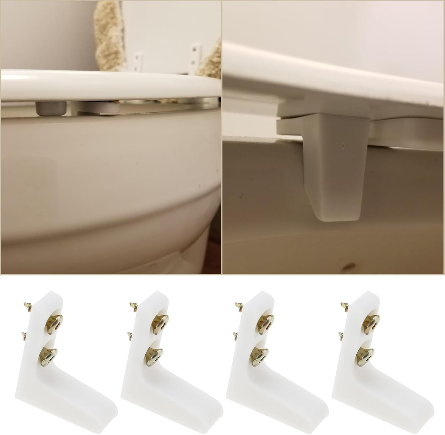 Create Idea 4 Pairs Toilet Seat Stabilisers Wobbly Loose Buffers Bumpers Stop Elderly Disabled Slipping Sliding with Screws White Plastic image number 6