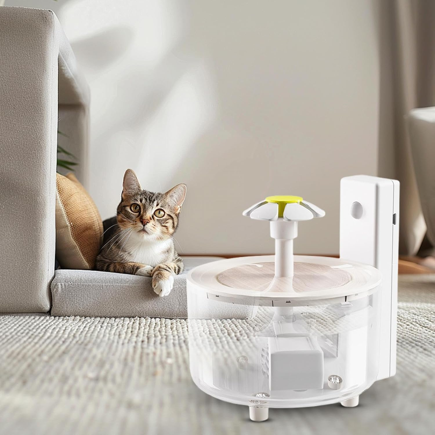 53Oz/1.5L Wireless Pet Water Fountain - Quiet Cat Water Dispenser | Large Capacity Auto-Flow Feeder for Indoor Cats, Small Dogs, Puppies, Filtered Circulation & No-Wire Safe Design 5.91X7.09In