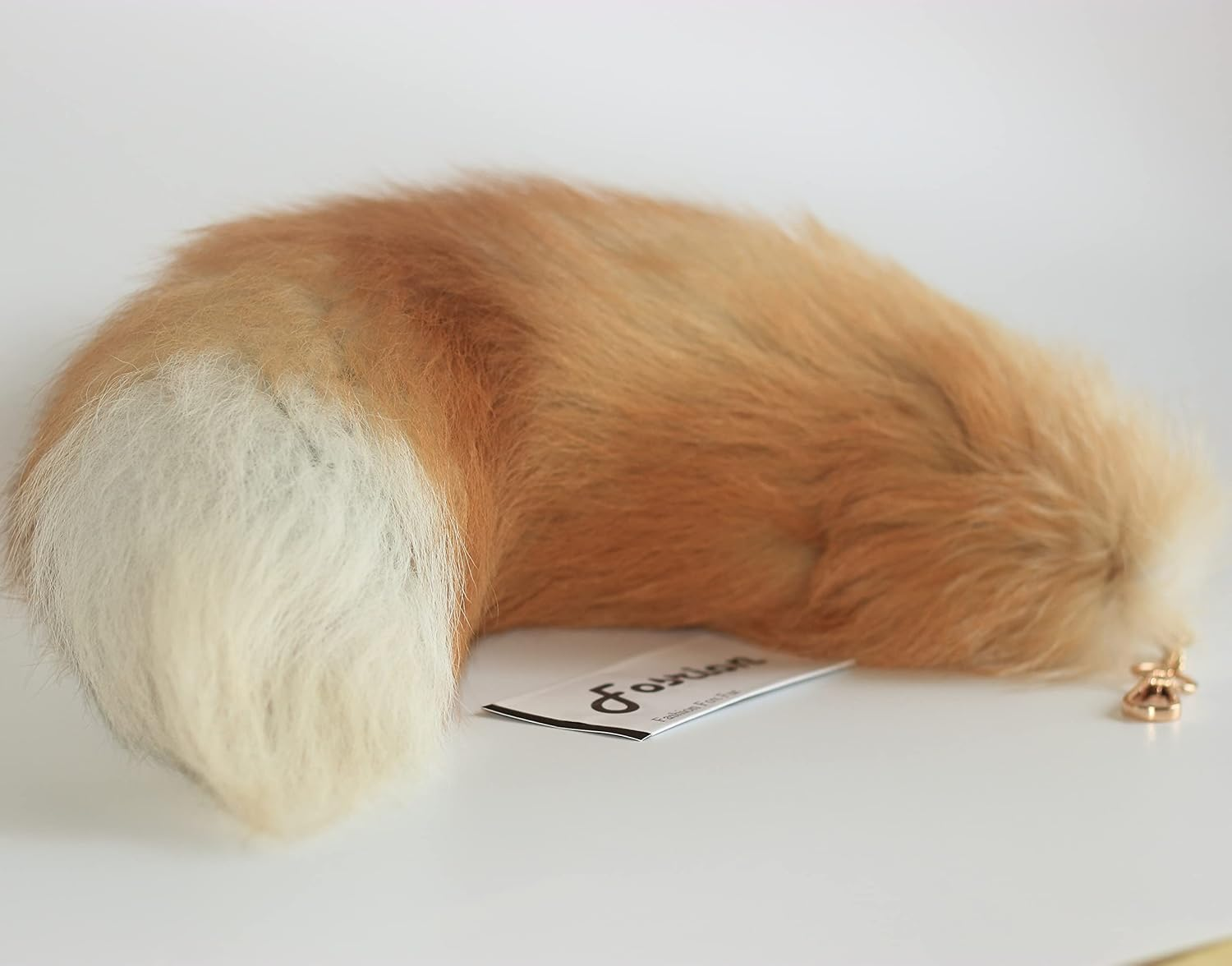Fosrion Real Fox Tail Fur Hair Cat Bites Catching Hunting Toy (Orange, Only Tail) image number 1