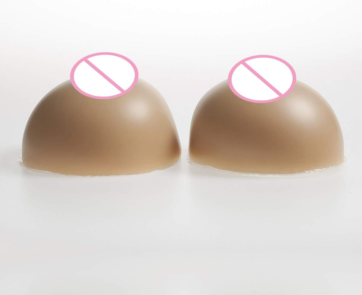 Baronhong Sticky Silicone Breast Forms Mastectomy Prosthesis Bra Portable Fake Boobs for Cosplay Crossdresser;Circular 1 Pair image number 3