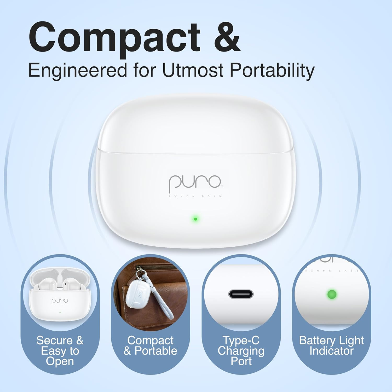 Puro Sound Labs Puroquiet-Air- Volume Limiting, True Wireless, Active Noise Cancelling Earbuds with Built-In Microphone image number 6