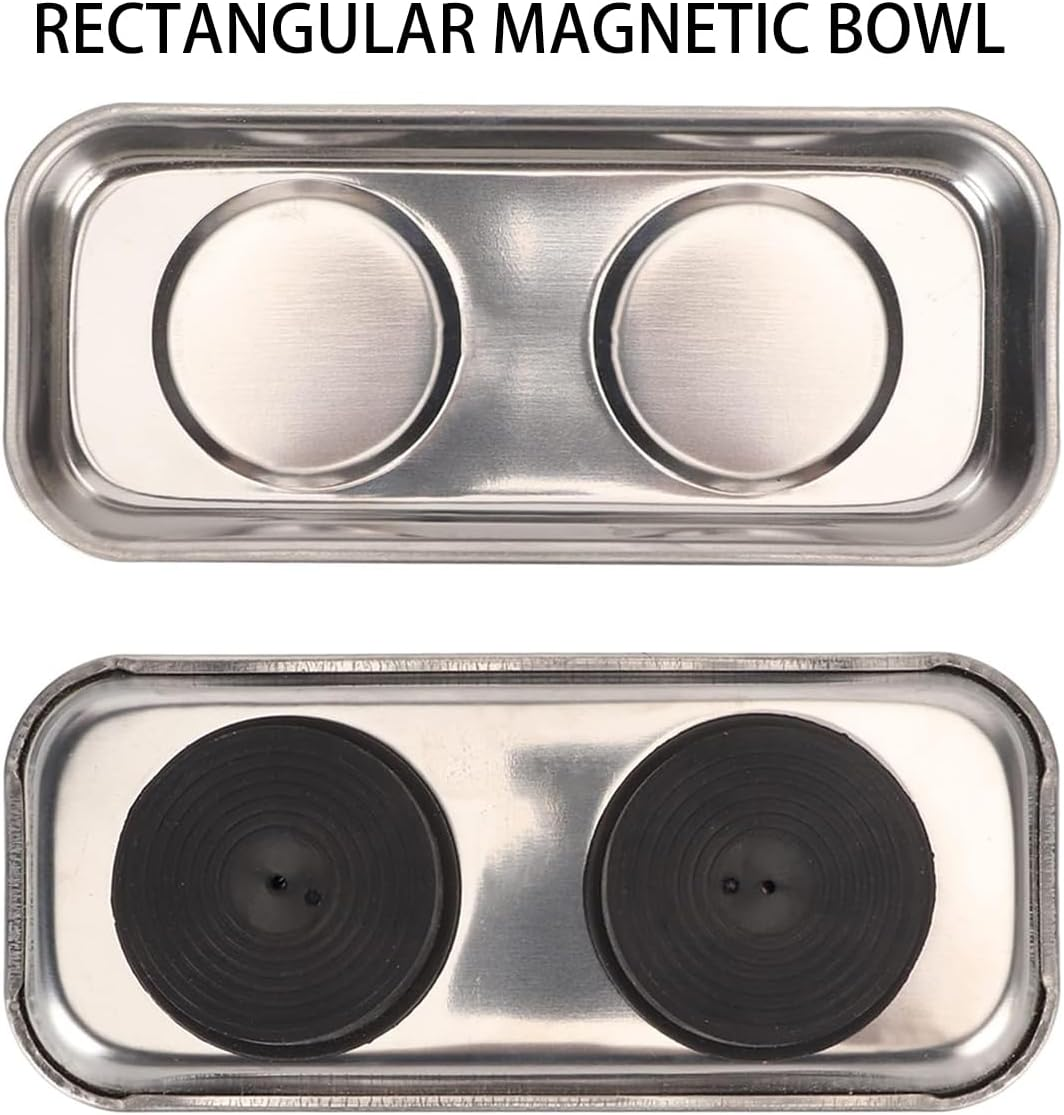 AIMALL Stainless Steel Magnetic Tool Tray &ndash; Rectangular Magnetic Parts Bowl for Screw and Nut Storage, Durable 5.8X2.6In Hardware Organizer Plate for Garage and Workshop image number 5
