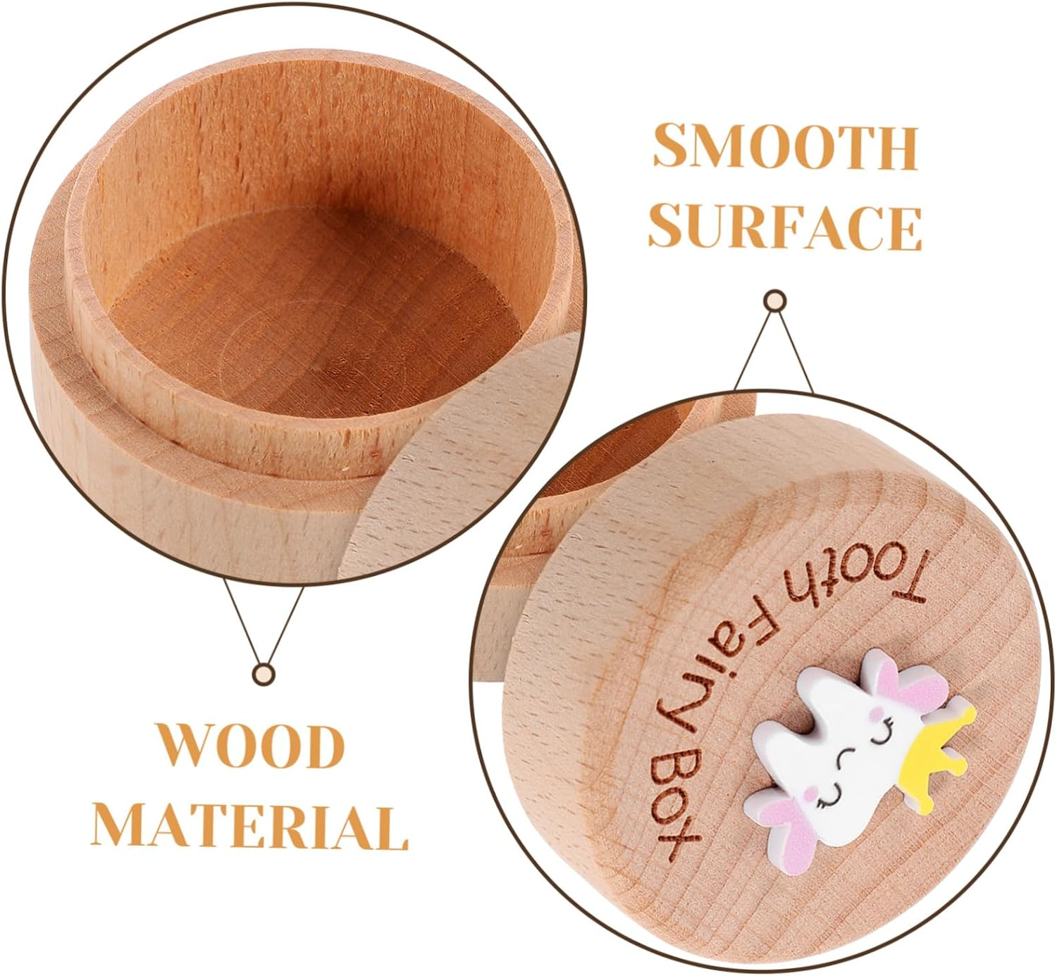ULTECHNOVO Boy Girl Fetal Hair Box Boys and Girls Tooth Holder Wooden Storage Container Tooth Fairy Souvenir Box image number 6