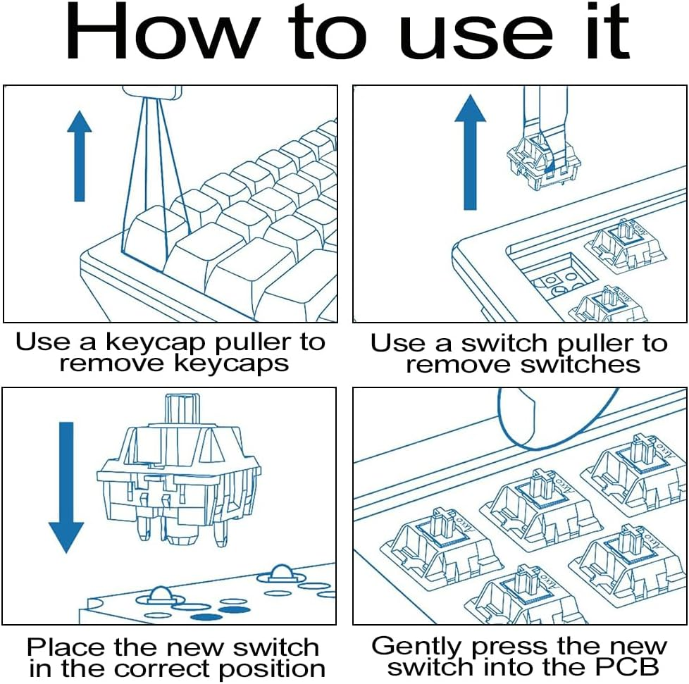 Lymizhuo 20Pcs 3-Pin Blue Keyboard Switches - Dustproof Mechanical Keyboard Clickers for Gaming Keyboards | Smooth & Durable Replacement Switches image number 3