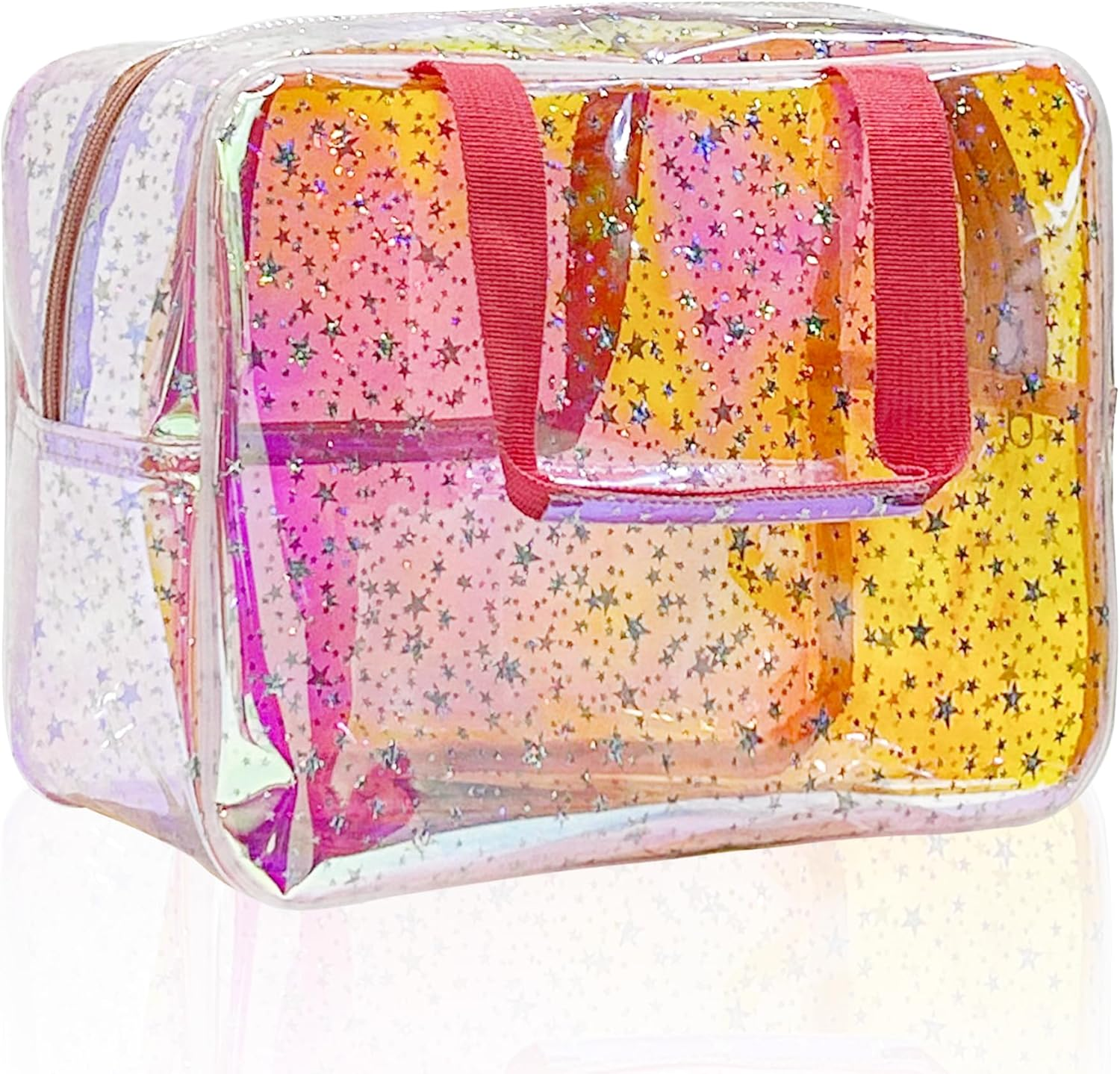 Clear Star Large Cosmetic Bag and Travel Pouch with Handle,Durable Material,Zipper Design-Ideal for Makeup,Travel Essentials - Black image number 1