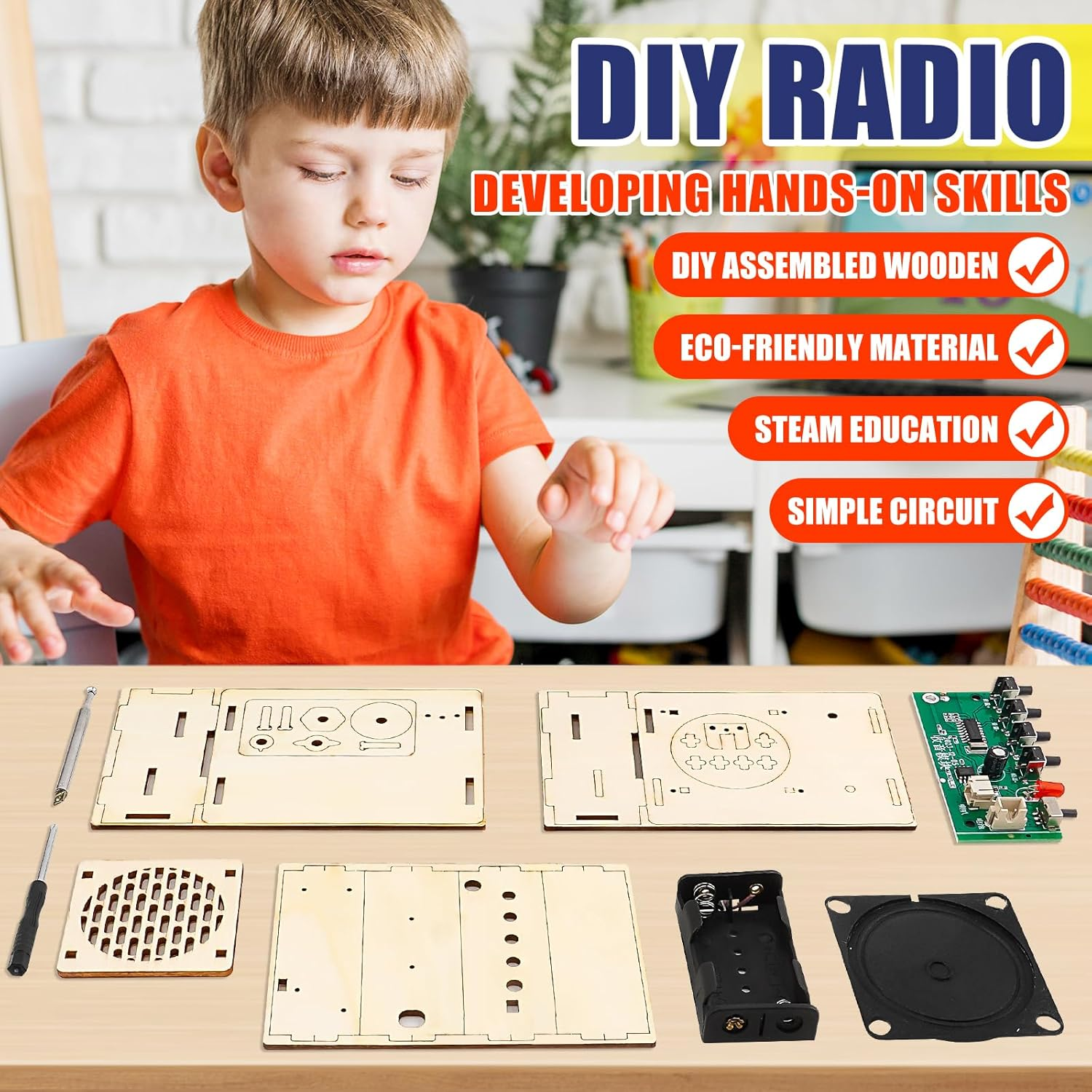STEM Projects for Kids & Adults, FM 88-108 Mhz Radio Toy Set, DIY Science Experiment Electronics Kit, Beginner'S Starter Set, Idea Gifts for Teenage Boy Girl image number 1