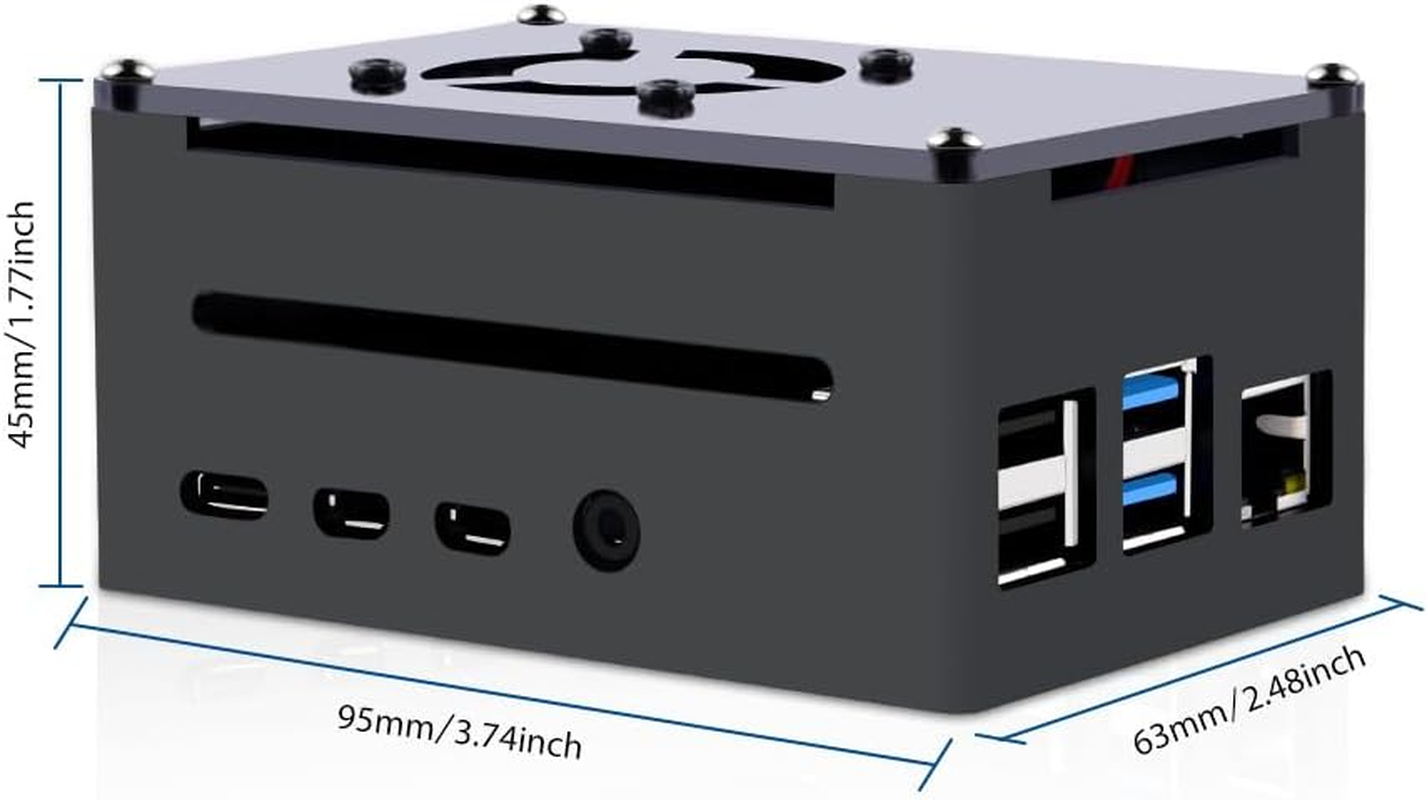 Geeekpi Aluminum Case for Raspberry Pi 4 with Fan and Heatsink, Supports POE Hat, Black image number 6