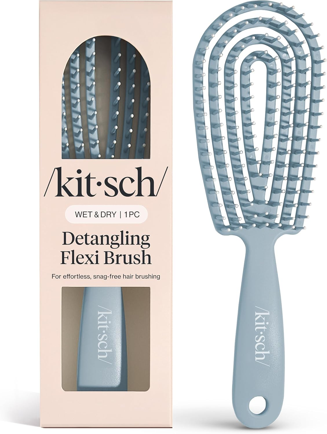 Kitsch Detangler Brush &ndash; Flexible Curly Hair Brush for Women, Men & Kids | Detangling Hairbrush with Bendable Frame and Ultra-Smooth Bristles for Wet or Dry Strands - Soft Violet