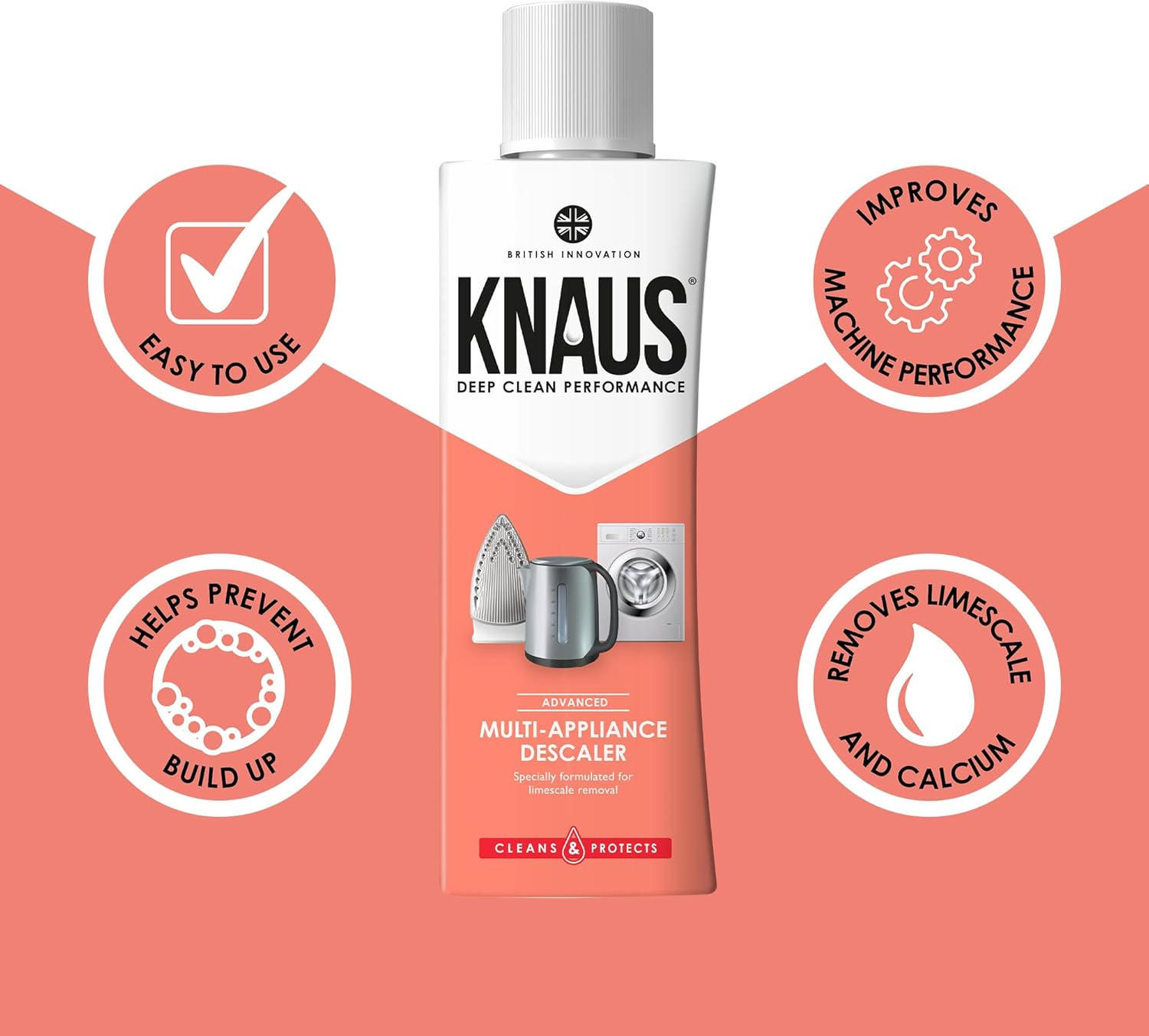 KNAUS Multi Appliance Descaler, 300G, 4 X Doses - High Performance Descaler & Limescale Remover - Suitable for Descaling Kettle, Iron, Coffee Machine, Washing Machine and Dishwasher image number 4