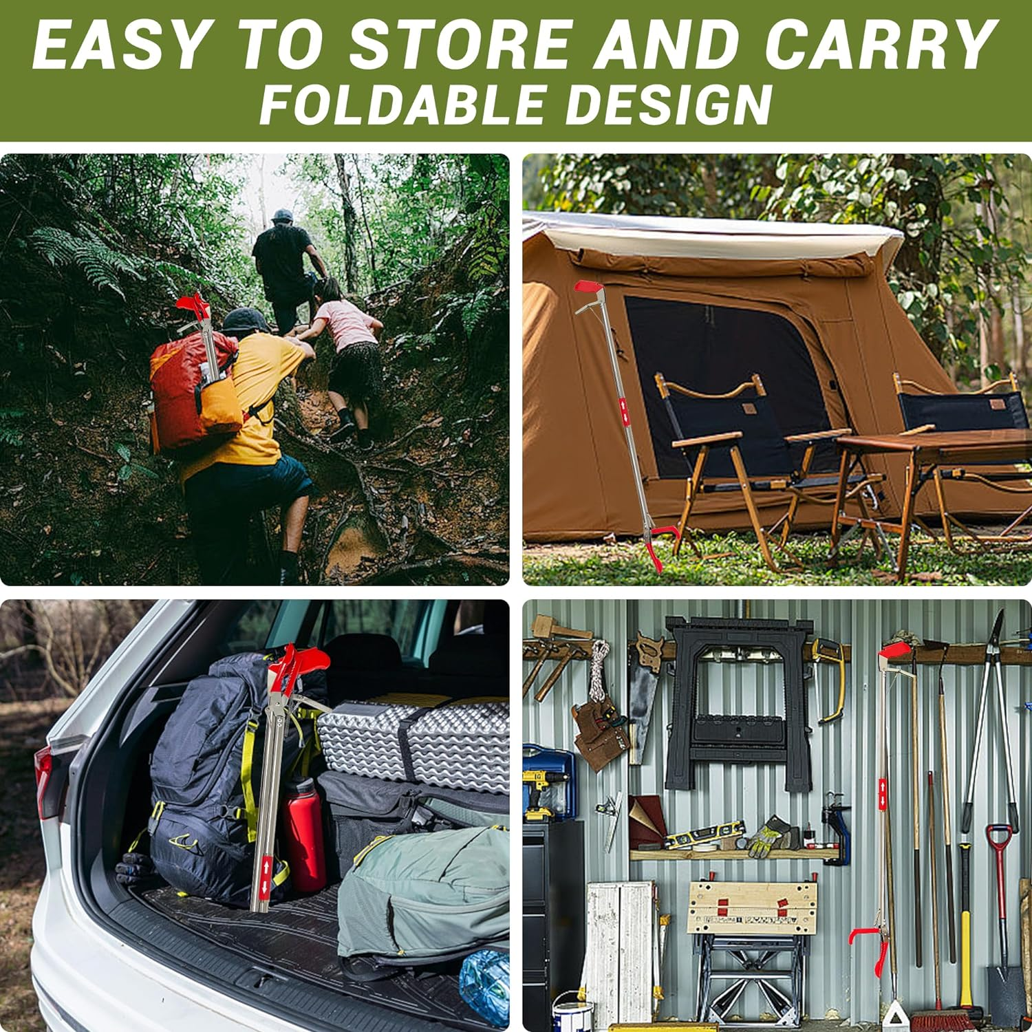 Coyxice 47" Professional Snake Tongs Heavy Duty Reptile Rattle Snake Catcher Wide Jaw Handling Tool Stainless Steel Collapsible Grabber Outdoor Catch Tool with Non-Slip Grip Handle