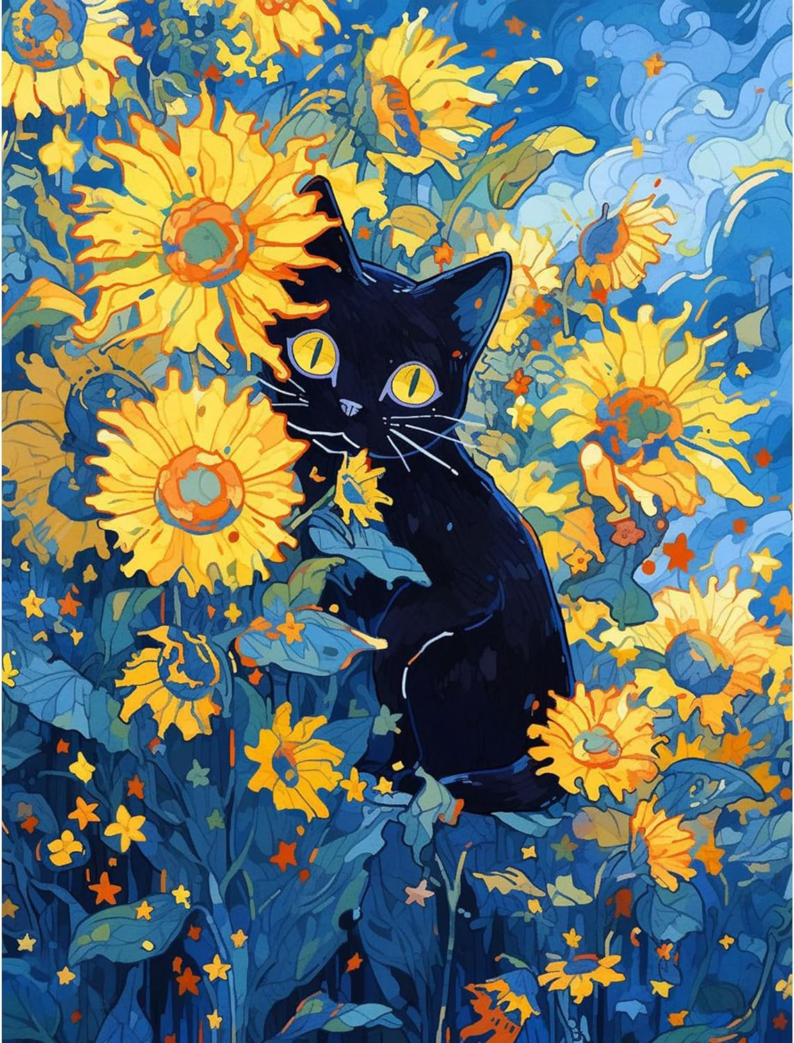 Paint by Numbers for Adult - DIY Digital Canvas Acrylic Painting Adults, Paint by Number Kits, Digital Painting, Painting Numbers Adults Frameless for Home Wall Art Decor Flower Cat 16X20 Inch