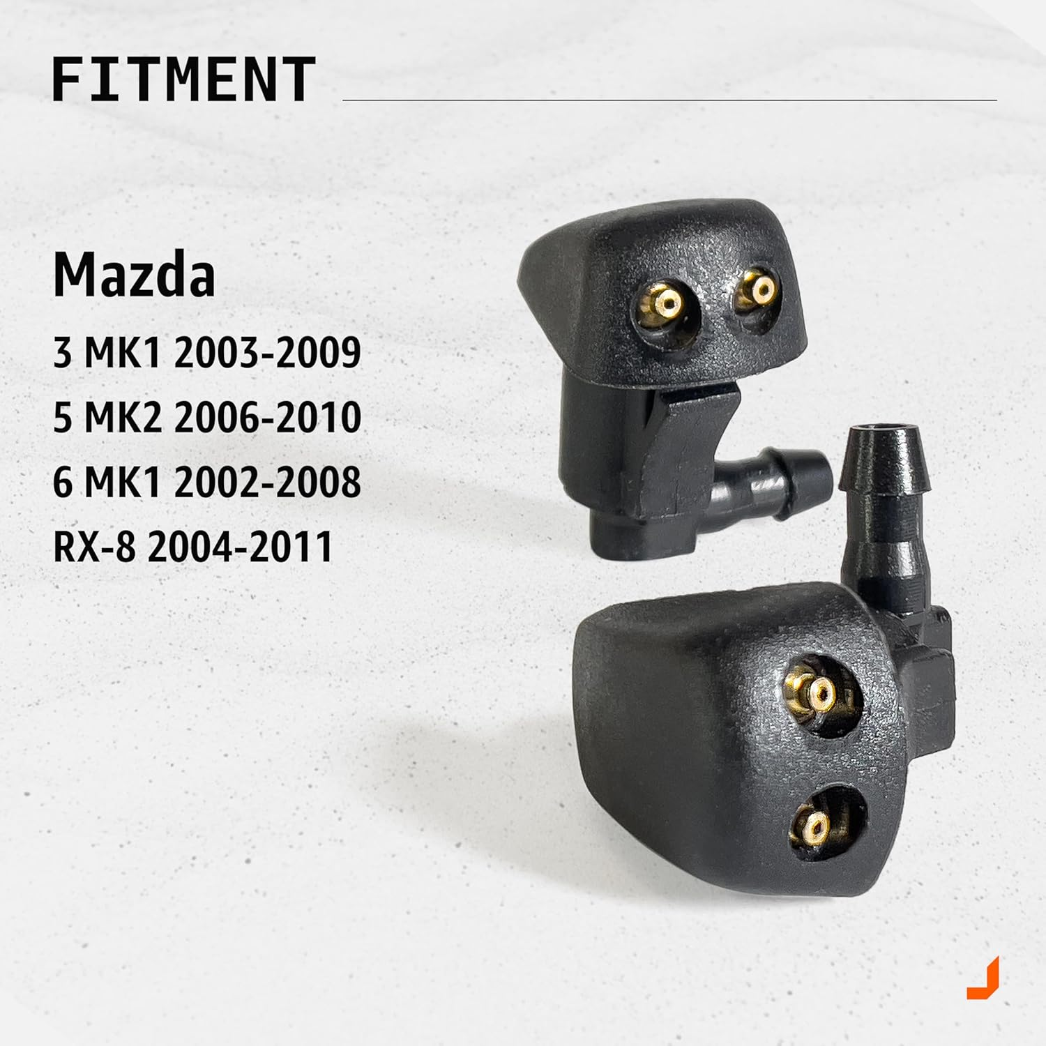 Click&Fit 2-Pcs Windshield Washer Nozzles Compatible with Mazda 3/5/6 2002-2011, Black Plastic, Globe Valve, Automotive Windshield Washer Nozzles image number 3