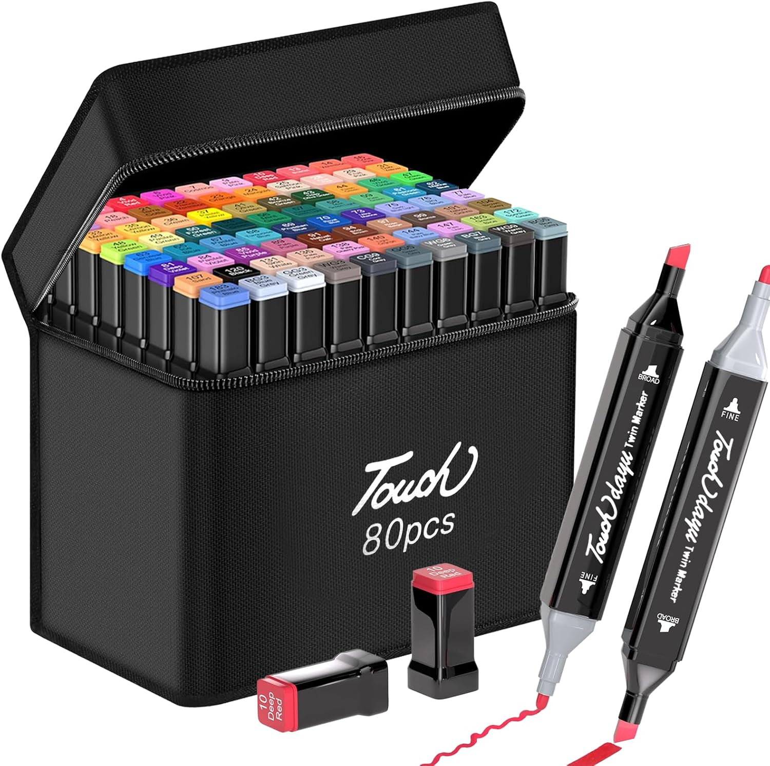 Zelphia Alcohol Markers Double Tipped - 80 Colors Art Drawing Set, Colouring Markers for Kids, Artist, Adult, Based Highlighter Pen for Painting, Coloring, Drawing and Sketching image number 4