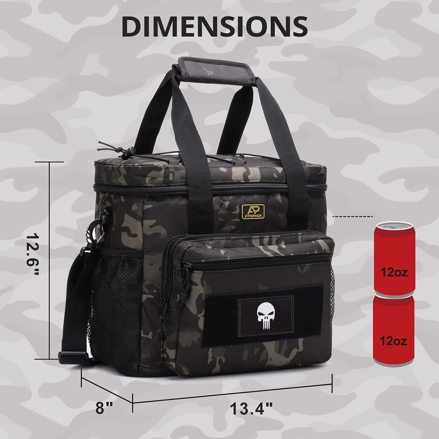 Lunch Box for Men, Tactical Lunch Bag MOLLE Webbing Leakproof Insulated Large Lunch Cooler Women Adult Meal with Adjustable Lunch Pail for Work Finishing Picnic Office - Black image number 6