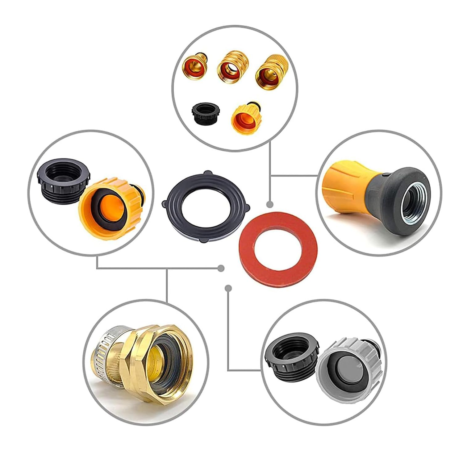 100Pcs Garden Hose Washer Rubber, Heavy Duty Rubber Washer Fit All Standard 3/4 Inch Garden Hose and Water Faucet Fittings (Black) - Black image number 6