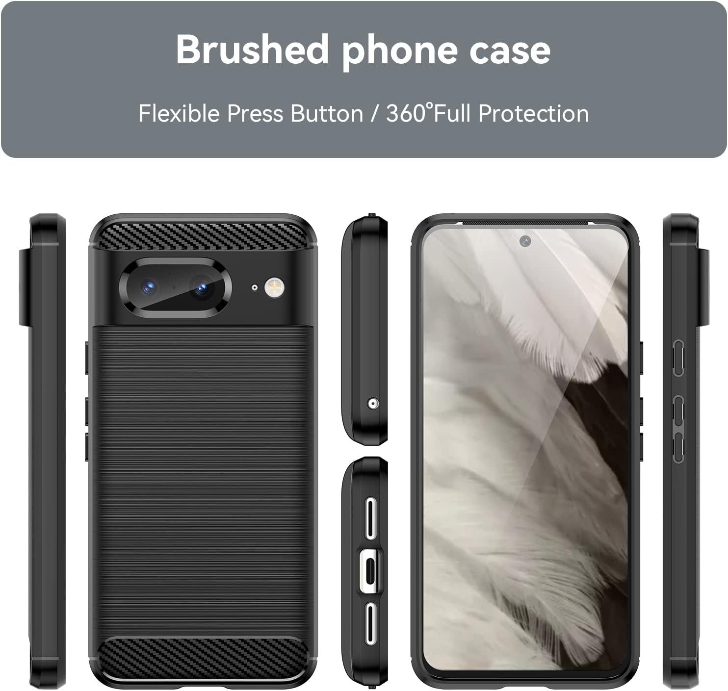 Electro-Weideworld Case for Google Pixel 8 + [3 Pack] Screen Protector, Shock-Absorption Flexible Silicone Protective Cover Phone Case for Google Pixel 8 image number 5